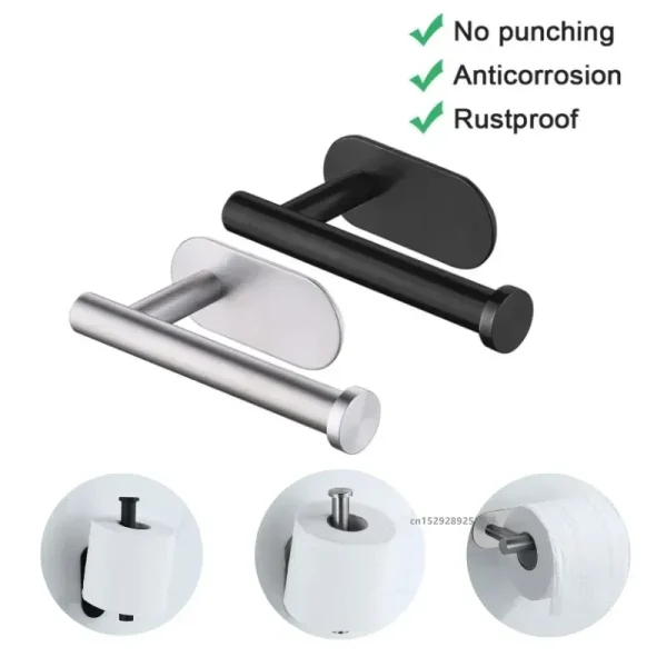 No Drilling Toilet Paper Holder SUS304 Stainless Steel Self Adhesive Wall Mount Tissue Towel Roll Dispenser for Bathroom Kitchen 1