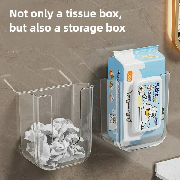 Wall Mounted Toilet Paper Box Suction Cup Wet Paper Towel Storage Boxs No Punching Bathroom Wet Towels Holder paper dispenser 2