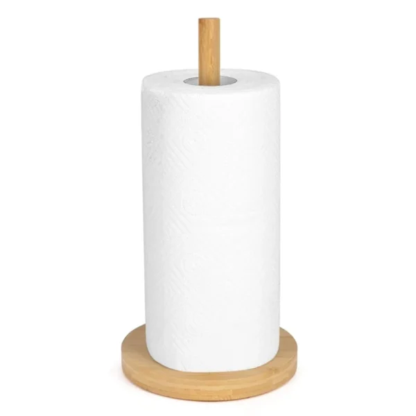 Kitchen Wooden Roll Paper Towel Holder Bathroom Tissue Vertical Stand Disposable Paper Pot Kitchen Toilet Storage Accessories 2