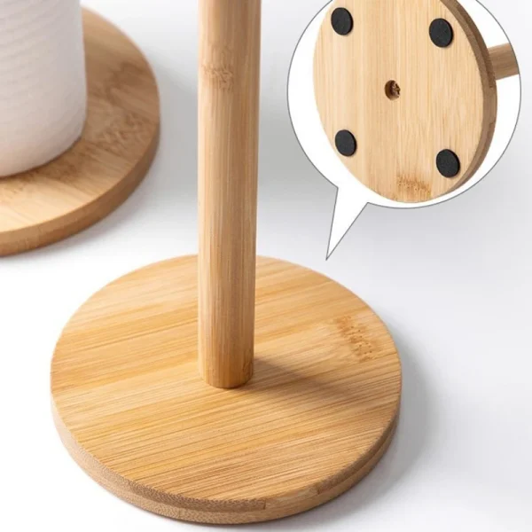 Kitchen Wooden Roll Paper Towel Holder Bathroom Tissue Vertical Stand Disposable Paper Pot Kitchen Toilet Storage Accessories 4