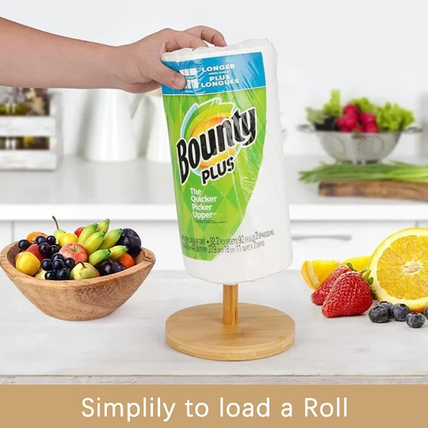 Kitchen Wooden Roll Paper Towel Holder Bathroom Tissue Vertical Stand Disposable Paper Pot Kitchen Toilet Storage Accessories 5