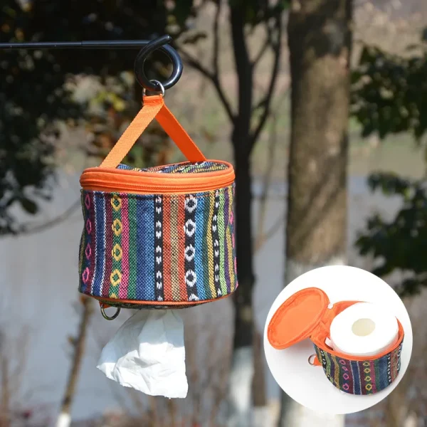 Outdoor Camping National Style Folding Toilet Paper Tissue Case Holder Portable Travel Napkin Storage Bag Durable Box 1