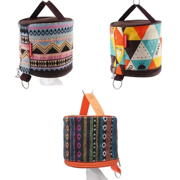 Outdoor Camping National Style Folding Toilet Paper Tissue Case Holder Portable Travel Napkin Storage Bag Durable Box 2