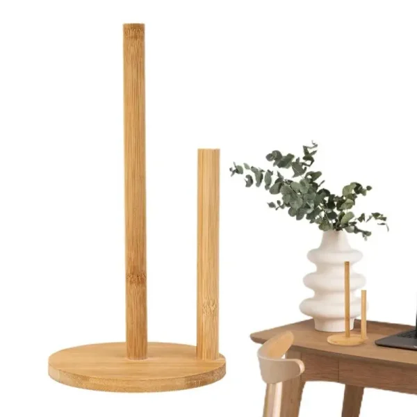 Wooden Roll Paper Towel Holder Bathroom Disposable Paper Tissue Vertical Stand  Kitchen Toilet Storage Accessories 2