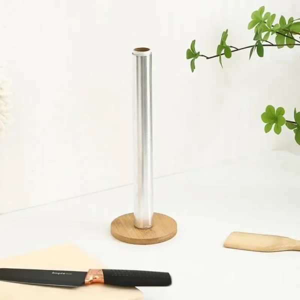 Wooden Roll Paper Towel Holder Bathroom Disposable Paper Tissue Vertical Stand  Kitchen Toilet Storage Accessories 4