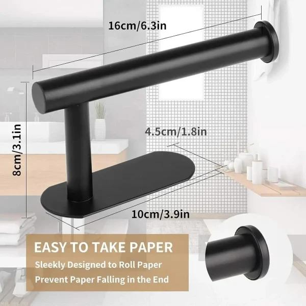 304 Stainless Steel Toilet Paper Holder, Self-adhesive, Non-perforated, Paper Towel Holder for Bathroom/RV/toilet Tissue Holder 5