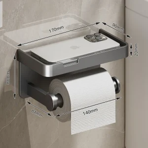 Aluminum Alloy Toilet Paper Holder Bathroom Wall Mount WC Paper Phone Holder Shelf Towel Roll shelf Accessories 1