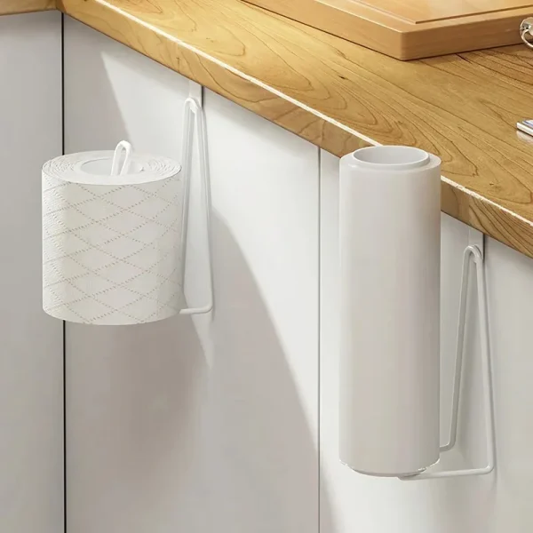 Toilet Paper Holder - Easy Install Wall Mount Bathroom Tissue Roll Hanger with Painted Finish Space Saving No-Drill Design 3