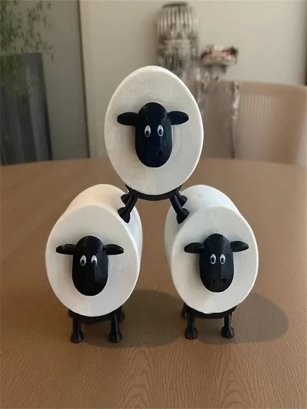 1 Cute Sheep Toilet Paper Holder, Creative Animal Bathroom Roll Paper Holder, Wall-Mounted Tissue Box, Farm Style Bathroom Decoration, Strong Paste, No Punching, Kidsren's Bathroom Fun Ornaments 2
