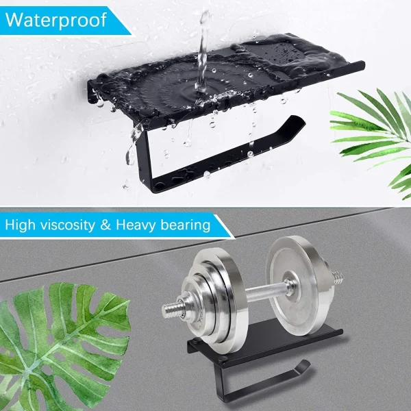 Black/Silver Toilet Paper Shelf Aluminum Bathroom Hardware Waterproof Roll Paper Holder Storage Rack Paper Towel Hook With 3