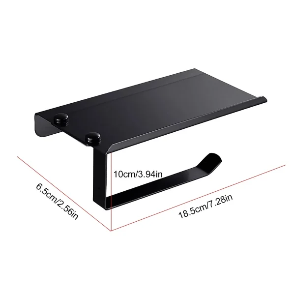 Black/Silver Toilet Paper Shelf Aluminum Bathroom Hardware Waterproof Roll Paper Holder Storage Rack Paper Towel Hook With 6