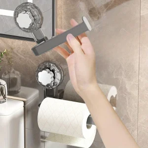 Wall-Mounted Toilet Paper Holder with Suction Cup - Self-Adhesive, No-Drill Installation,  Multipurpose Tissue Roll 1