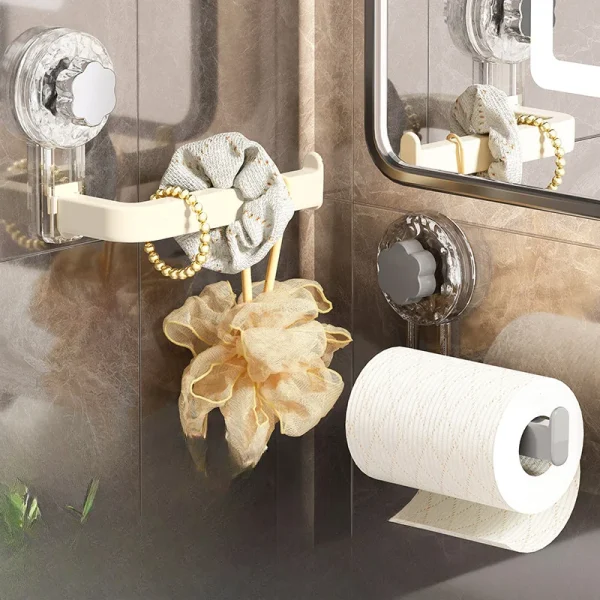 Wall-Mounted Toilet Paper Holder with Suction Cup - Self-Adhesive, No-Drill Installation,  Multipurpose Tissue Roll 5