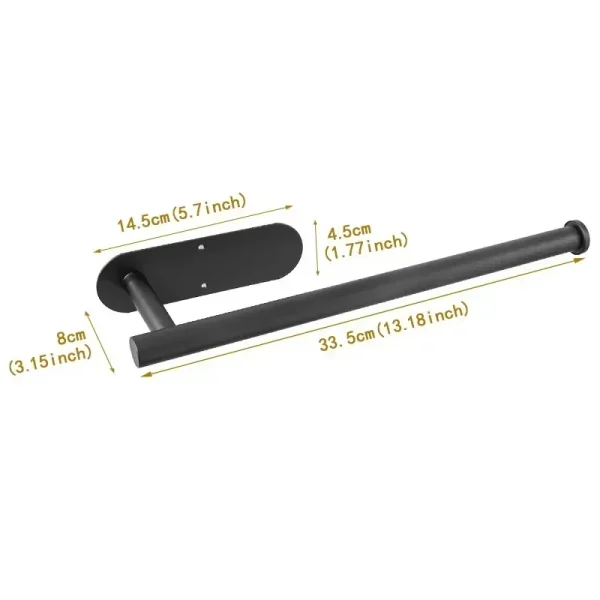 Paper Towel Holder Under Cabinet Wall Mount Stainless Steel Black Kitchen Paper Towel Rack Bathroom Self Adhesive No Drilling 5