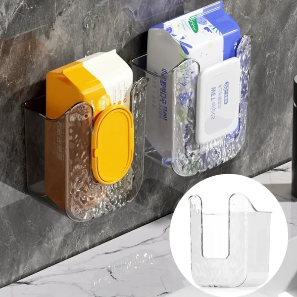 Toilet Paper Holder Box Wall Mounted Wipe Tissue Organiser Wet wipe box Self-Adhesive Paper Towel Dispenser for Kitchen Bathroom 2