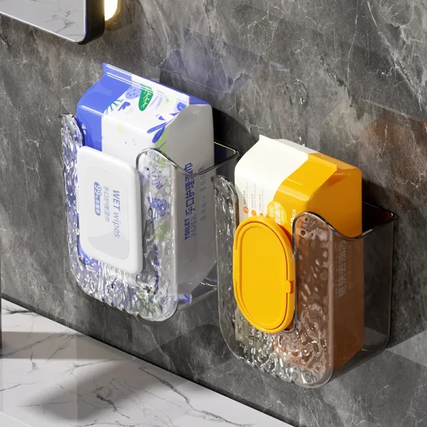 Toilet Paper Holder Box Wall Mounted Wipe Tissue Organiser Wet wipe box Self-Adhesive Paper Towel Dispenser for Kitchen Bathroom 5