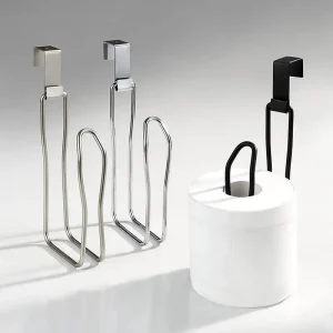 Toilet Paper Holder - Easy Install Wall Mount Bathroom Tissue Roll Hanger with Painted Finish Space Saving No-Drill Design 1