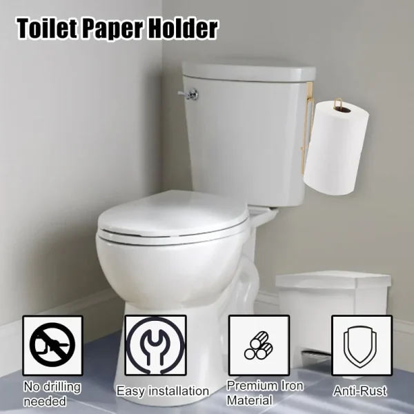 1PCS Iron Wall Mounted Bathroom Kitchen Organizer No Drill Paper Towel Holder Hanging Tissue Rack for Toilet Vanity Storage 3