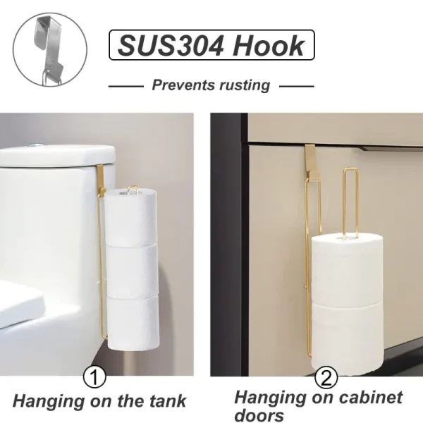 1PCS Iron Wall Mounted Bathroom Kitchen Organizer No Drill Paper Towel Holder Hanging Tissue Rack for Toilet Vanity Storage 5