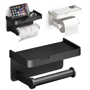 Aluminum Alloy Toilet Paper Holder Toilet Paper Holder Wall-Mounted Toilet Roll Shelf Phone Stand for Home Bathroom Accessories 1