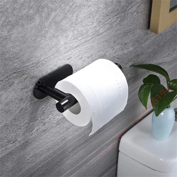 Wall Mount Toilet Towel Paper Holder Adhesive Black Silver Kitchen Roll Paper Stand Hanging Napkin Rack Bathroom Accessories WC 2