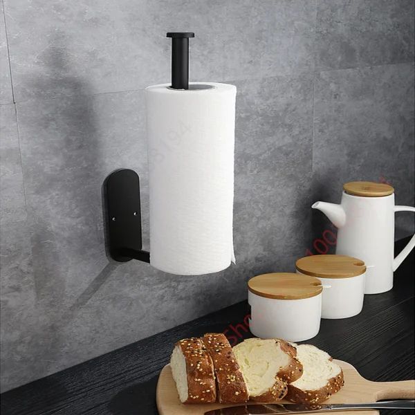 Wall Mount Toilet Towel Paper Holder Adhesive Black Silver Kitchen Roll Paper Stand Hanging Napkin Rack Bathroom Accessories WC 4