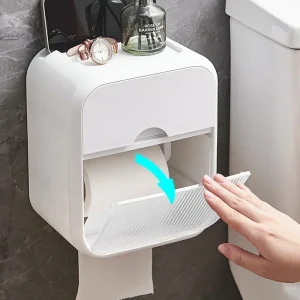 porte papier toilette Punch-free Toilet Paper Holder Box Waterproof Tissue Storage Box Bathroom Rack Wall Mounted Storage Holder 1