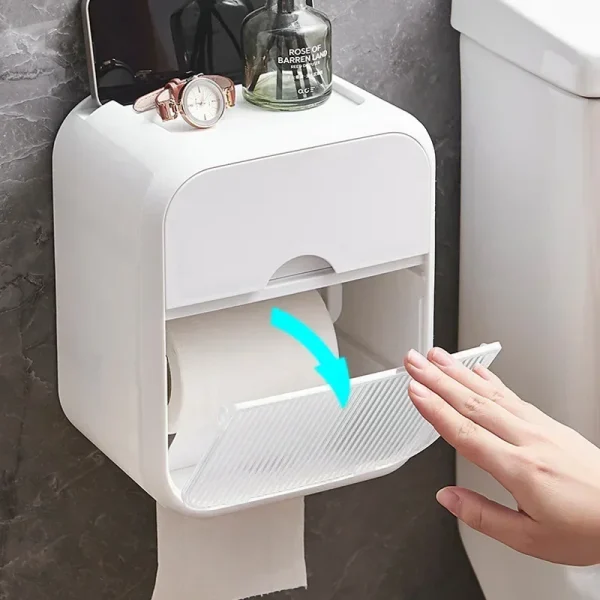 porte papier toilette Punch-free Toilet Paper Holder Box Waterproof Tissue Storage Box Bathroom Rack Wall Mounted Storage Holder 1
