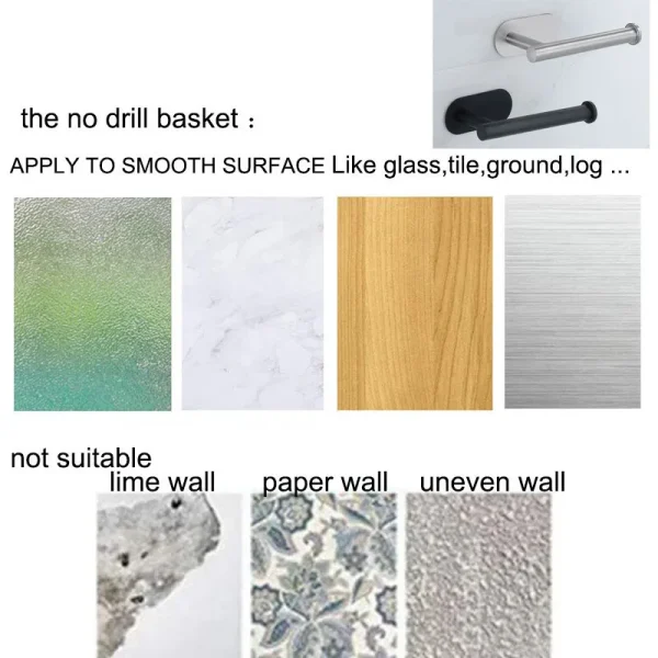 black Toilet Roll Paper Towel Toilet wall Holder Stainless Steel Organizers holder bathroom Self Adhesive Punch-Free Rack Tissue 6