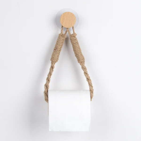 Nail-free Woven hemp rope Paper Towel Holders Rack Bathroom Towel Hook Toilet Paper Holder Towel Rack Beige Hemp Color 1