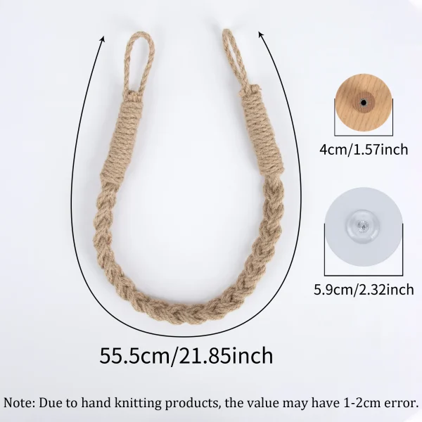 Nail-free Woven hemp rope Paper Towel Holders Rack Bathroom Towel Hook Toilet Paper Holder Towel Rack Beige Hemp Color 4