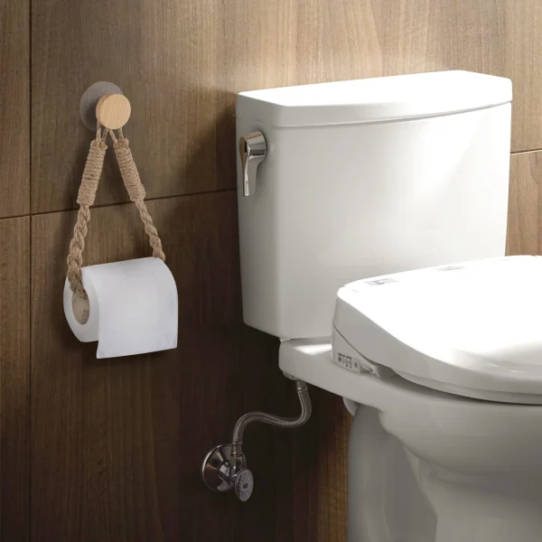 Nail-free Woven hemp rope Paper Towel Holders Rack Bathroom Towel Hook Toilet Paper Holder Towel Rack Beige Hemp Color 6