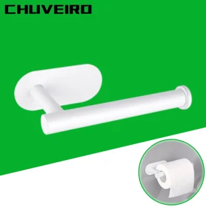 White Paper Holder Adhesive Stainless Steel Black Brushed Gold Wall Mounted Bathroom Toilet Paper Towel Hanger WC Tissue Rack 1