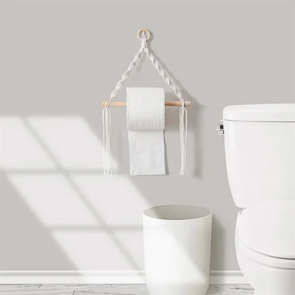 1Pc Toilet Paper Holder Rack Vintage Bohemian Hand-woven Towel Hanging Rope Tapestry 6