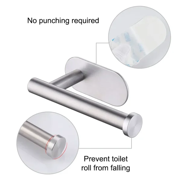 Self Adhesive Toilet Paper Towel Holder Stainless Steel Wall Mount  No Punching Tissue Towel Roll Dispenser for Bathroom Kitchen 6