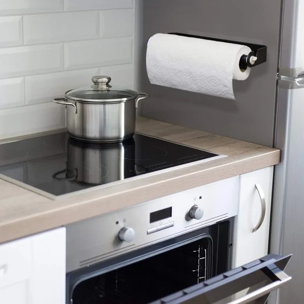 Under Cabinet Paper Towel Holder Plastic Wrap Storage Holder Wall Mounted Paper Towel Holder for Kitchen or Bathroom 4