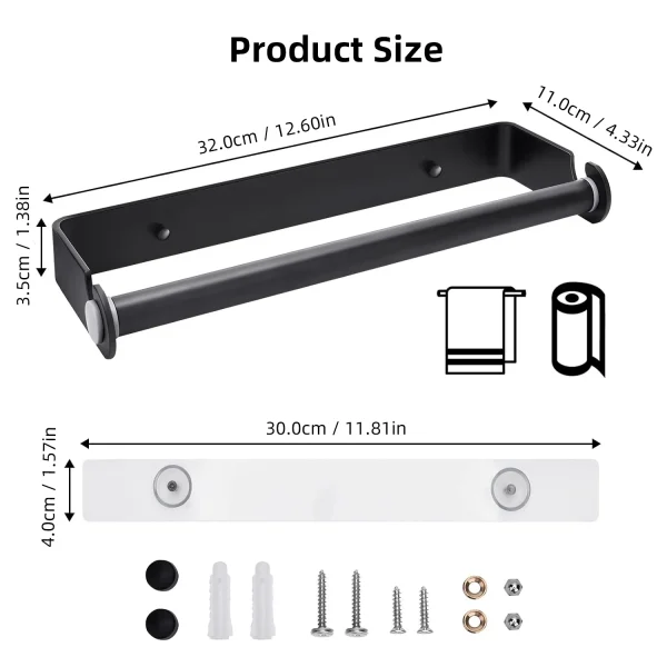 Under Cabinet Paper Towel Holder Plastic Wrap Storage Holder Wall Mounted Paper Towel Holder for Kitchen or Bathroom 5