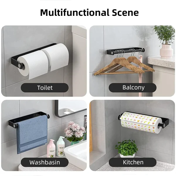 Under Cabinet Paper Towel Holder Plastic Wrap Storage Holder Wall Mounted Paper Towel Holder for Kitchen or Bathroom 6
