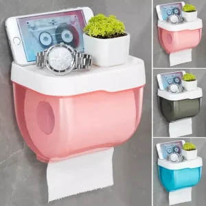 Punch-free Toilet Paper Holder Box Waterproof Storage Toilet Paper Storage Rack Paper Towel Kitchen Bathroom Storage Box 1