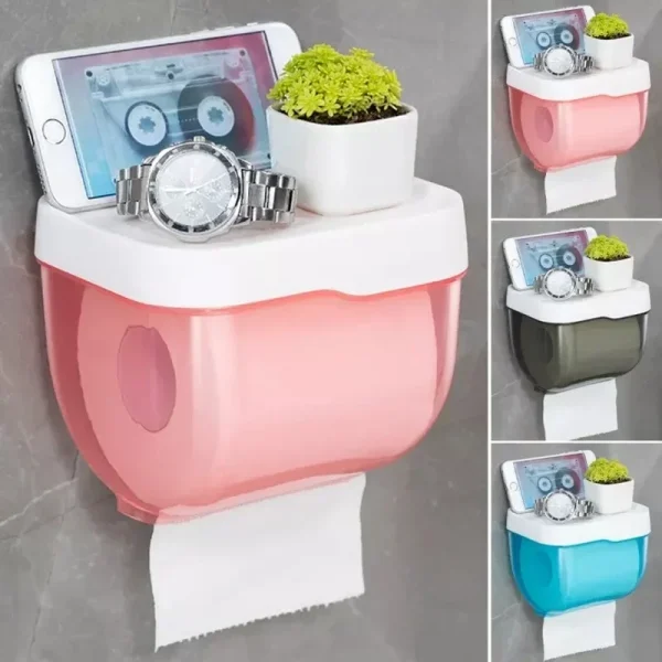 Punch-free Toilet Paper Holder Box Waterproof Storage Toilet Paper Storage Rack Paper Towel Kitchen Bathroom Storage Box 1