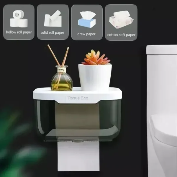 Punch-free Toilet Paper Holder Box Waterproof Storage Toilet Paper Storage Rack Paper Towel Kitchen Bathroom Storage Box 2