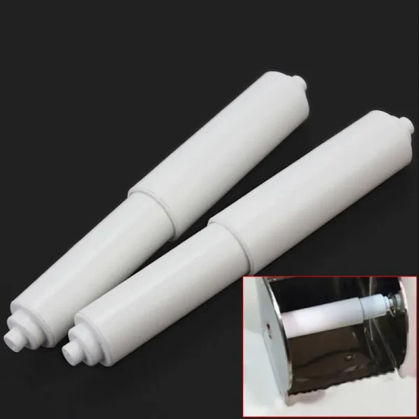 1pc White Plastic Toilet Roll Holder Replacement Toilet Roll Holder Roller Insert Spindle Spring Flexible Toilet Paper Holder 2