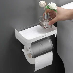 Wall Mount Toilet Paper Holder Bathroom Tissue Accessories Rack Holders Self Adhesive Punch Free Kitchen Roll Paper Accessory 1