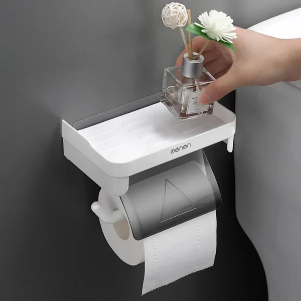 Wall Mount Toilet Paper Holder Bathroom Tissue Accessories Rack Holders Self Adhesive Punch Free Kitchen Roll Paper Accessory 1