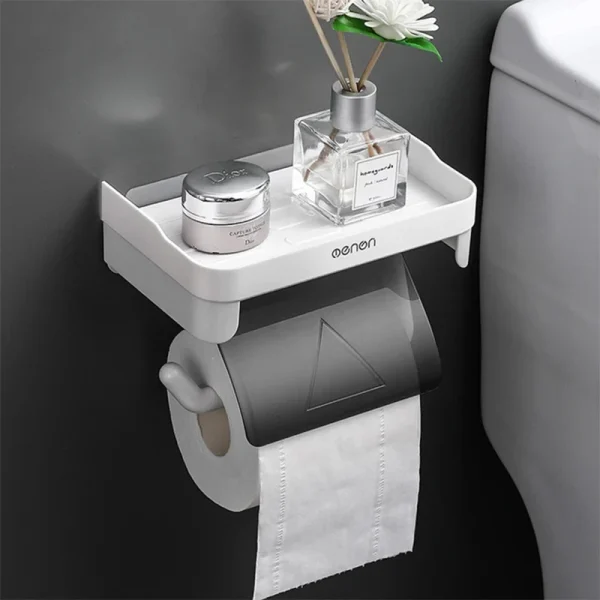Wall Mount Toilet Paper Holder Bathroom Tissue Accessories Rack Holders Self Adhesive Punch Free Kitchen Roll Paper Accessory 2