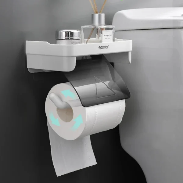 Wall Mount Toilet Paper Holder Bathroom Tissue Accessories Rack Holders Self Adhesive Punch Free Kitchen Roll Paper Accessory 3