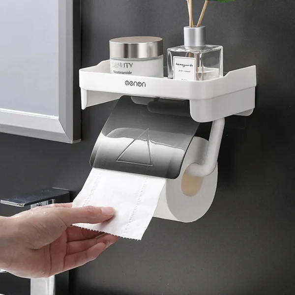 Wall Mount Toilet Paper Holder Bathroom Tissue Accessories Rack Holders Self Adhesive Punch Free Kitchen Roll Paper Accessory 4