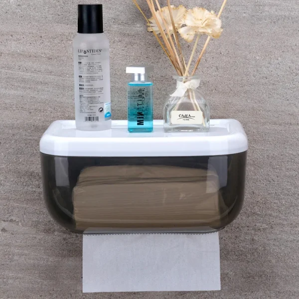 Toilet Paper Holder Waterproof Paper Holder Wall Mounted Tissue Holder Tissue Dispenser Multifunctional Storage Box 1