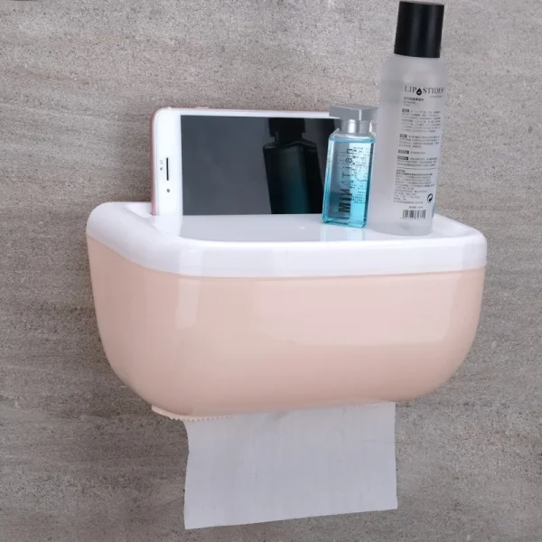 Toilet Paper Holder Waterproof Paper Holder Wall Mounted Tissue Holder Tissue Dispenser Multifunctional Storage Box 3
