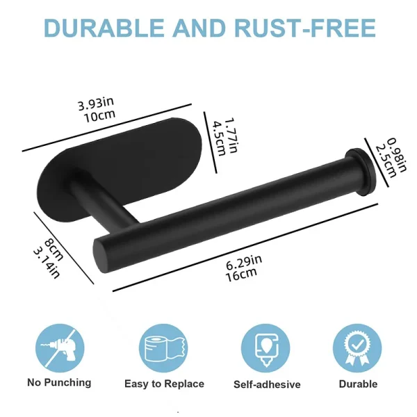 Adhesive Toilet Paper Holder Stainless Steel Tissue Hanger Waterproof Toilet Paper Stand Bathroom Accessories Paper Towels Hold 2